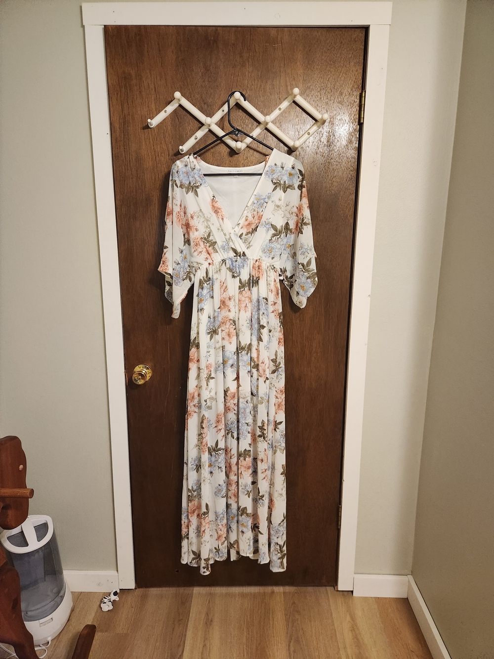 Baltic Born Cream Maxi Dress with Pastel Blue and Peach Floral Print